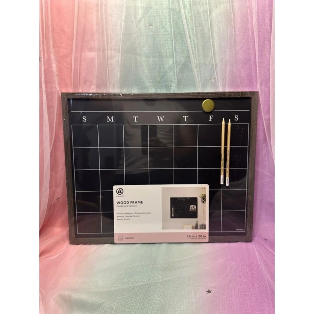 U Brands 16x20 Wood frame chalkboard calendar